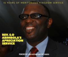 12TH YEAR APPRECIATION SERVICE FOR REV. S.O ABIMBOLA